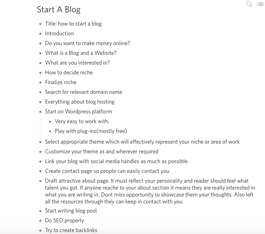 start a blog outline